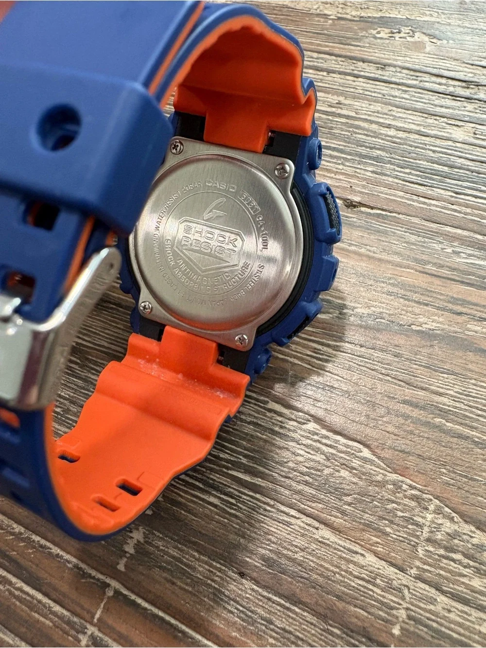 G-Shock Blue Watch with Orange Accents